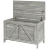 HOMCOM Storage Chest, Farmhouse Lift Top Box Organizer with Safety Hinge, for Bedroom, Entryway, Living Room, Gray Wood Grain