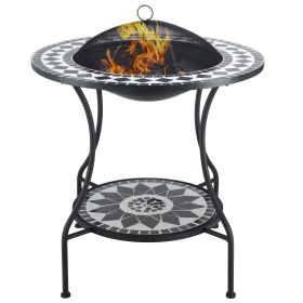 Outsunny Round Outdoor Fire Pit 30 Inch Wood Burning with Spark Screen for Garden Backyard