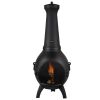 18 Inch Chiminea Outdoor Wood Burning Firepit with Grill Mesh & Chimney Coat