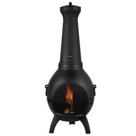 18 Inch Chiminea Outdoor Wood Burning Firepit with Grill Mesh & Chimney Coat