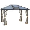 Outsunny Polycarbonate Paradise: 12x10 Hardtop Gazebo with Aluminum Frame in Grey