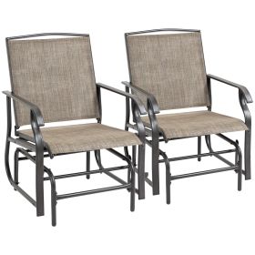 Outsunny 2 Pieces, Patio Rocking Chairs, All-Weather Spring Motion Textile with Breathable Mesh Fabric, Khaki