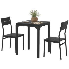 HOMCOM 3 Piece Dining Set, 23.5" Square Table with 2 Chairs, Space Saving for Small Apartment, Black