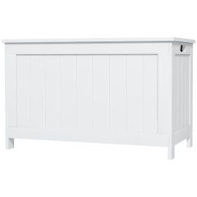 HOMCOM Wooden Storage Trunk 29.9" with Safety Hinges Bench Side Handles Chest Playroom White