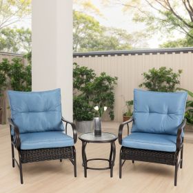 3 Pieces Patio Set Outdoor Wicker Furniture Sets Modern Rattan Chair Conversation Sets with Coffee Table