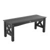 Outdoor Bench, 44.5 inch, 600 lbs Weight Capacity, Weatherproof Plastic Frame with Adjustable Level Footpads and Thick Leg, Outside Bench for Patio