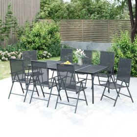 9 Piece Patio Dining Set Anthracite Steel
