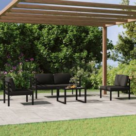 5 Piece Patio Lounge Set with Cushions Aluminum Anthracite
