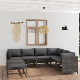 8 Piece Patio Lounge Set with Cushions Poly Rattan Gray