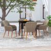 5 Piece Patio Dining Set with Cushions Brown