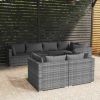 7 Piece Patio Lounge Set with Cushions Gray Poly Rattan