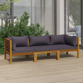 3-Seater Patio Sofa with Cushion Solid Acacia Wood