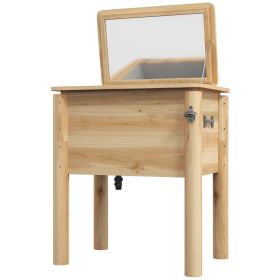 Outsunny Wooden Outdoor Cooler, Beverage Cooler with Bottle Opener for Backyard Deck Poolside Party, 54 Quart, Natural