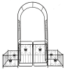 Metal Garden Arch with Gate 79.5'' Wide x 86.6'' High Climbing Plants Support Rose Arch Outdoor Black