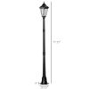 Outsunny 94.5" Outdoor Solar Lamp Post Light, Aluminum Floor Lamp, Solar Powered Vintage Street Light for Garden, Lawn, Pathway, Driveway, Black