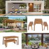 GO 3 Pieces Acacia Wood Table Bench Dining Set For Outdoor & Indoor Furniture With 2 Benches, Picnic Beer Table for Patio, Porch, Garden, Poolside