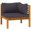 3-Seater Patio Sofa with Cushion Solid Acacia Wood