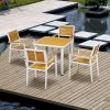 Outsunny 5-Piece Patio Dining Set Yellow Aluminum Outdoor Furniture with HDPE Materials Umbrella Hole for Garden