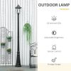 92.5" Outdoor Lamp Post Light, Solar-Powered Streetlight, w/ Clear Glass, Black