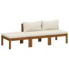 3 Piece Patio Lounge Set with Cream Cushion Solid Acacia Wood