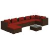 8 Piece Patio Lounge Set with Cushions Poly Rattan Brown