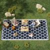 Outsunny 9x18 Reversible RV Outdoor Rug Blue and White Plastic Straw Patio Floor Mat for Backyard Deck Picnic Beach Camping