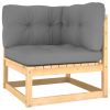 6 Piece Patio Lounge Set with Cushions Solid Wood Pine