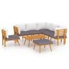 8 Piece Patio Lounge Set with Cushions Solid Acacia Wood