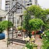 Metal Garden Arch with Bench Turned into Flower Stand W58.07*H97.24 Climbing Plants Support Rose Arch Outdoor Black