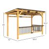 Outsunny 13' x 6' Wooden BBQ Grill Gazebo, Outdoor Hardtop Grill Gazebo with Metal Roof, 2 Bar Shelves and 6 Hooks, Natural