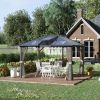 Outsunny Polycarbonate Paradise: 12x10 Hardtop Gazebo with Aluminum Frame in Grey