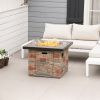 Outsunny Propane Fire Pit Oasis: 32" Square Table with Cover & Lava Rocks for Patio