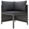8 Piece Patio Lounge Set with Cushions Poly Rattan Gray
