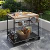 Outsunny Rolling Beverage Cart: Wooden, Outdoor Use, Wheels & Handle for Mobility, Includes Wine & Glass Storage|