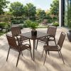 5-Piece Plastic chair and steel table Outdoor Dining Set, plastic Chairs and Table Set for Garden Patio, Brown