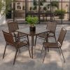 5-Piece Plastic chair and steel table Outdoor Dining Set, plastic Chairs and Table Set for Garden Patio, Brown