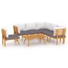 7 Piece Patio Lounge Set with Cushions Solid Acacia Wood