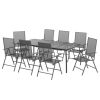 9 Piece Patio Dining Set Anthracite Steel