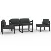 5 Piece Patio Lounge Set with Cushions Aluminum Anthracite