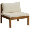 3 Piece Patio Lounge Set with Cream Cushion Solid Acacia Wood