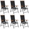 7 Piece Patio Dining Set Aluminum Black