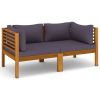2-Seater Patio Sofa with Cushion Solid Acacia Wood