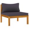 3 Piece Patio Lounge Set with Dark Gray Cushions Acacia Wood
