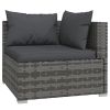 7 Piece Patio Lounge Set with Cushions Gray Poly Rattan