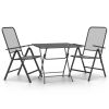 3 Piece Patio Dining Set Expanded Metal Mesh Anthracite