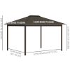 Outsunny Cream Hardtop Gazebo: 11.9'x9.8' Metal Roof Canopy with Curtains & Netting Top