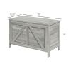 HOMCOM Storage Chest, Farmhouse Lift Top Box Organizer with Safety Hinge, for Bedroom, Entryway, Living Room, Gray Wood Grain