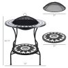 Outsunny Round Outdoor Fire Pit 30 Inch Wood Burning with Spark Screen for Garden Backyard