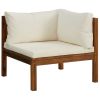 7 Piece Patio Lounge Set with Cream Cushion Solid Acacia Wood
