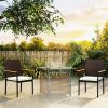 Outsunny Stackable Patio Wicker Dining Chair Set of 2 with Cushions, Backrest, Armrests for Deck, Garden, Cream White